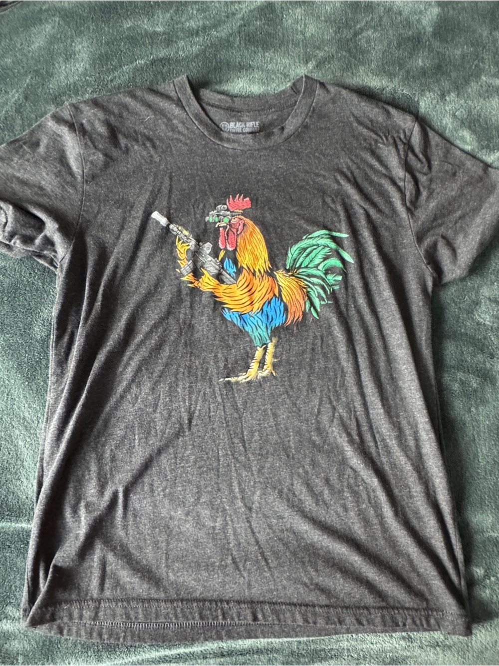 Black rifle Rooster Graphic Tee - Colorful Rooster Print